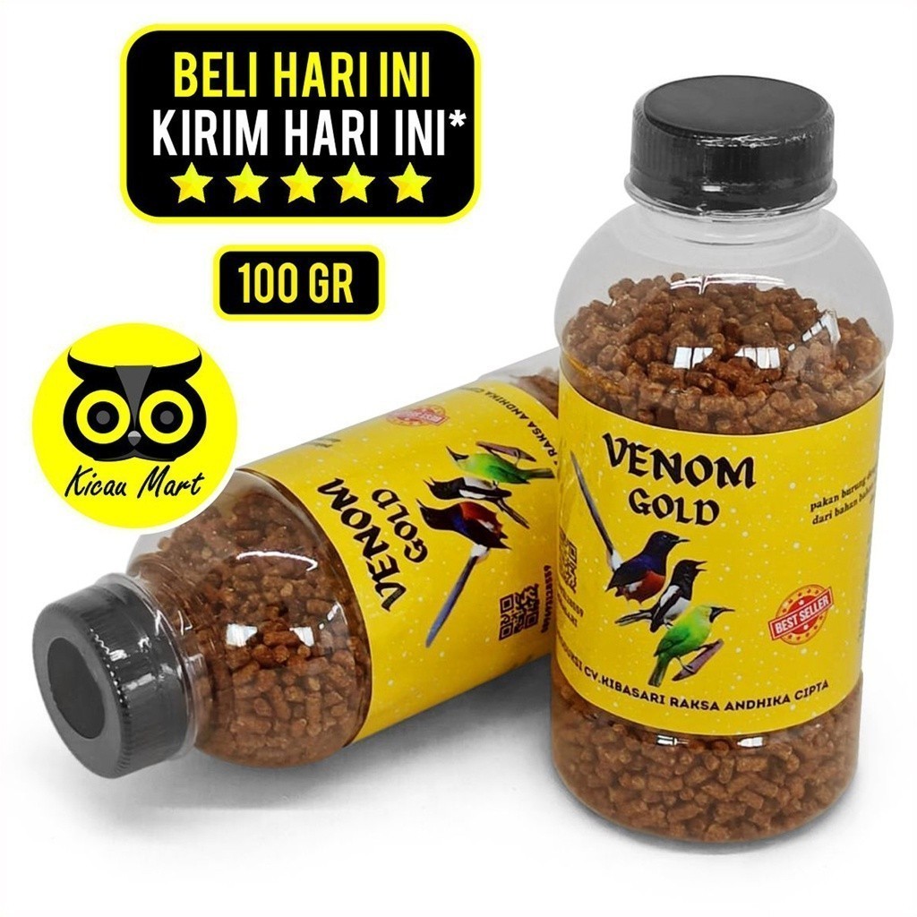 KICAU MART
 Pakan Burung Venom Gold Voer F1 Kibasari Kuning Pur Pakan Burung Murai Kacer Cucak Ijo A