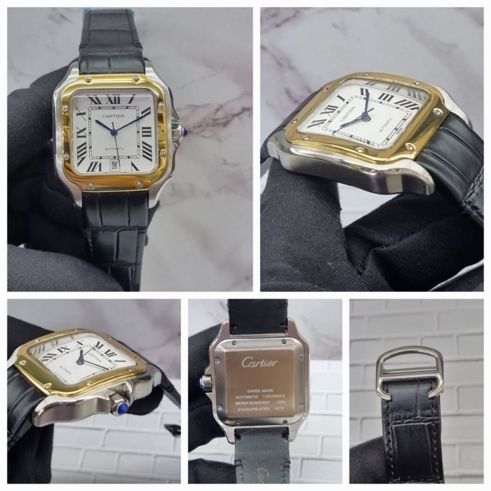 Jam tangan cartier mewah automatic anti tikung jam tangan automatic leather ring gold 40mm1
