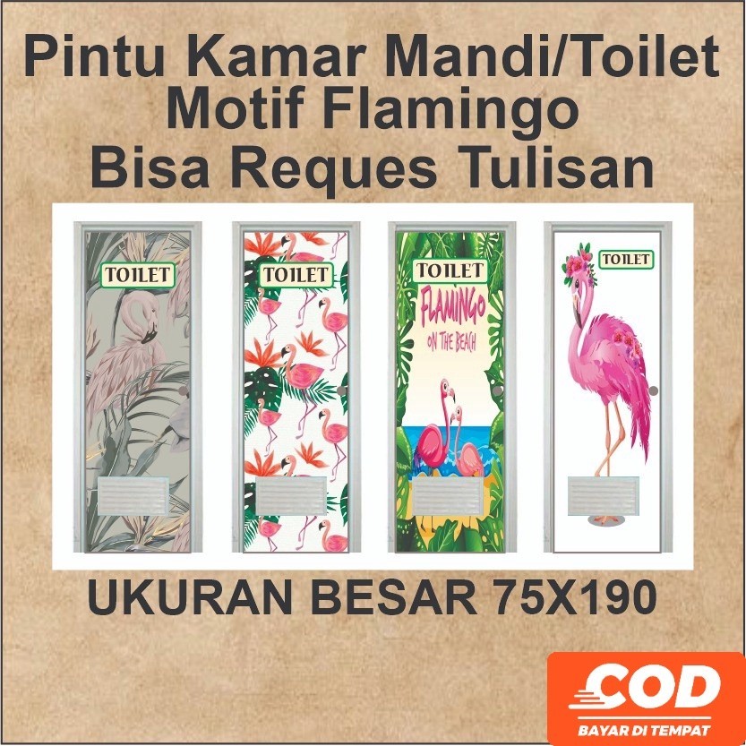 Stiker Pintu / Pintu Kamar Mandi PVC Motif Flamingo / waterproof