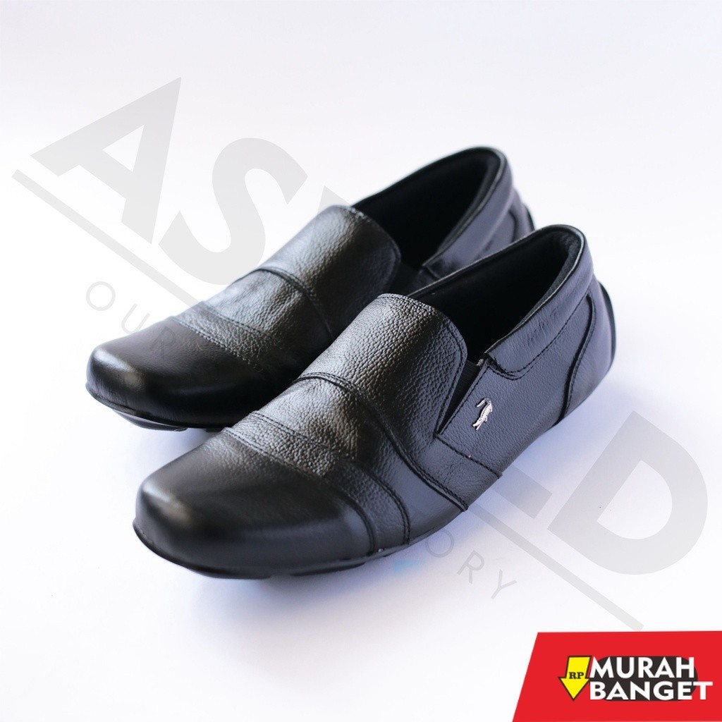 Sepatu pantofel pria- sepatu kulit pia pantofel formal casual kerja kantor santai lacoste sol karet nyaman di pakai
