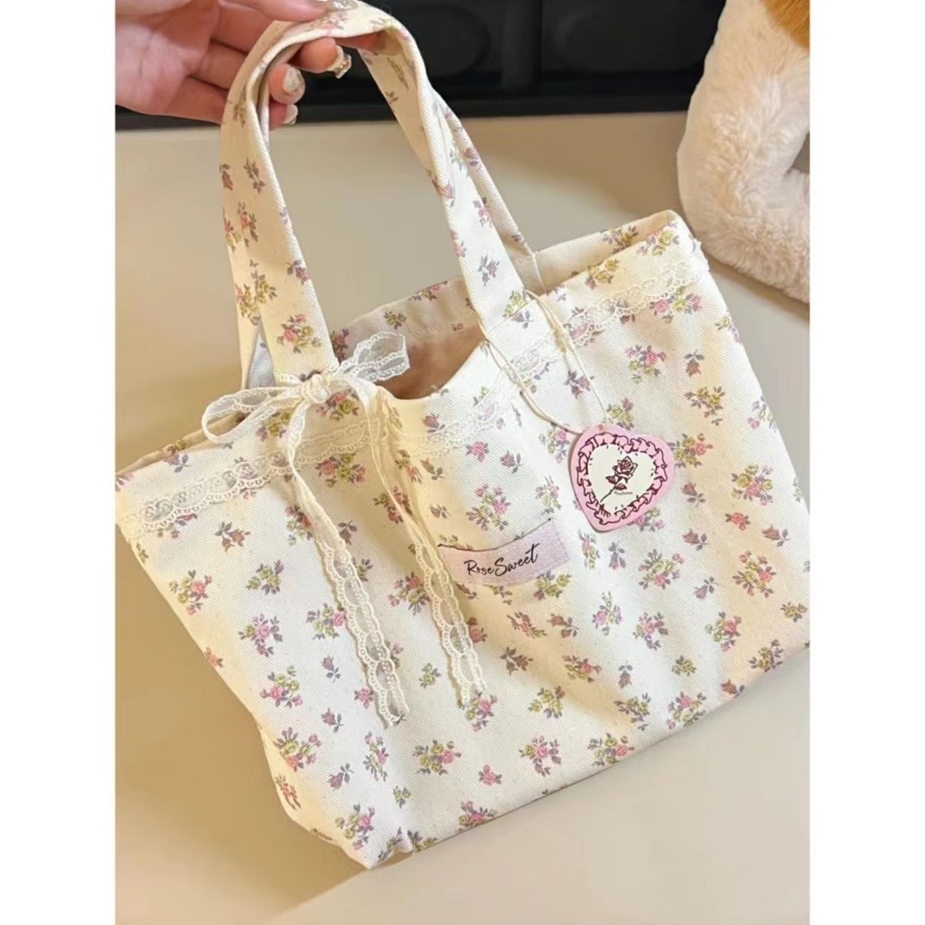 Tas jinjing kanvas bunga kapasitas besar Korea tas jinjing tas bahu bunga baru