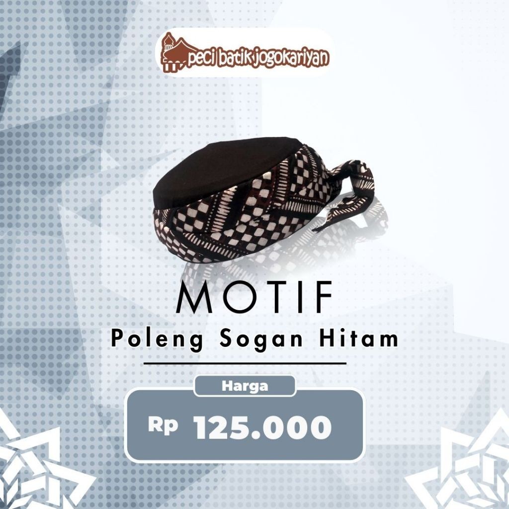 Peci Batik Jogokariyan Motif Poleng Sogan Hitam Original