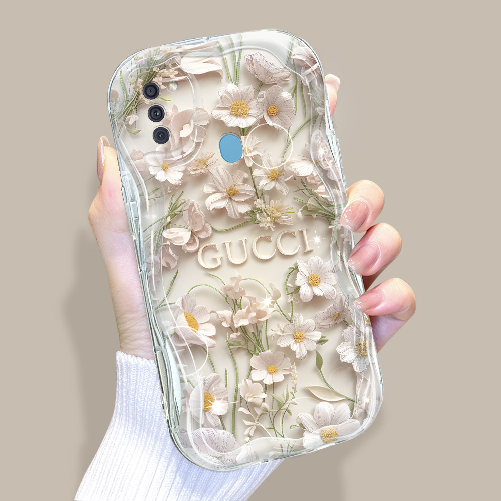 Casing Hp Untuk Compitable With Samsung A11 M11 Softcase Flower 3427 Phone Case Soft Cassing Cream K
