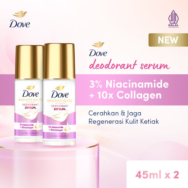 Dove Deodorant Serum Roll On 3% Niacinamide + 10x Collagen 45ml x2
