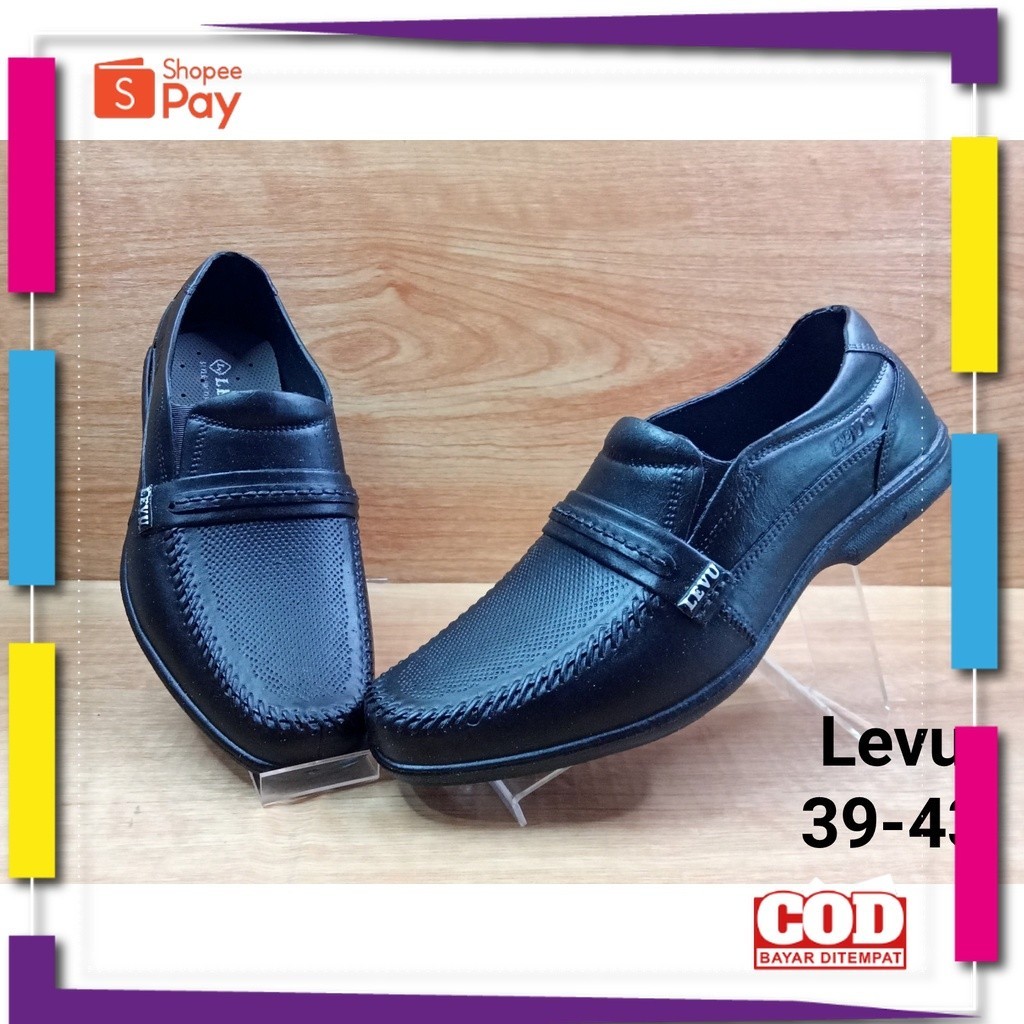 UKURAN SIZE 37 38 39 40 41 42 43 44 45 / (COD) Sepatu Pantofel Karet Pria Levu Motif Polos