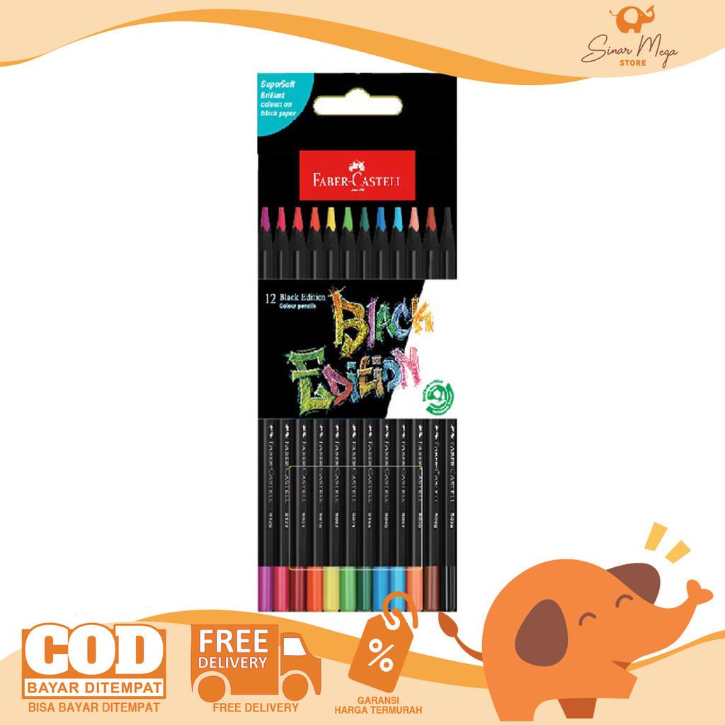 

FABER CASTELL Pensil Warna 12 Color Pencil Black Edition PREMIUM Berkualitas