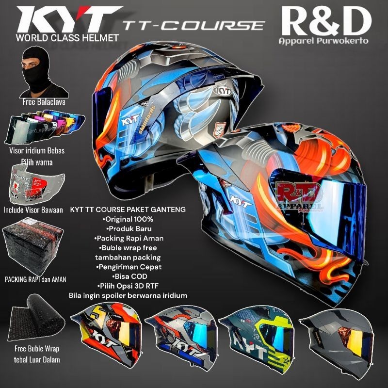 HELM KYT TT COURSE MOTIF POLOS PAKET GANTENG ORIGINAL