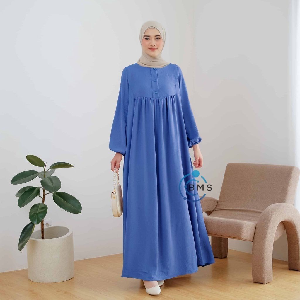 BIG SALE Shireen Dress Crinkle Airflow premium / Gamis crinkle wanita dewasa terbaru / Gamis putih j