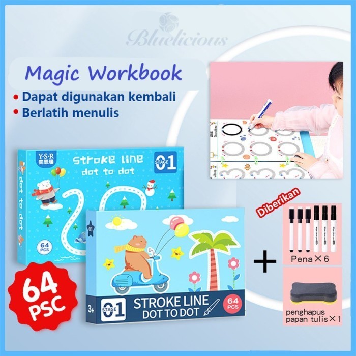 

Buku Ajaib - Workbook - Dot To Dot - Activity Belajar Menulis Angka Garis