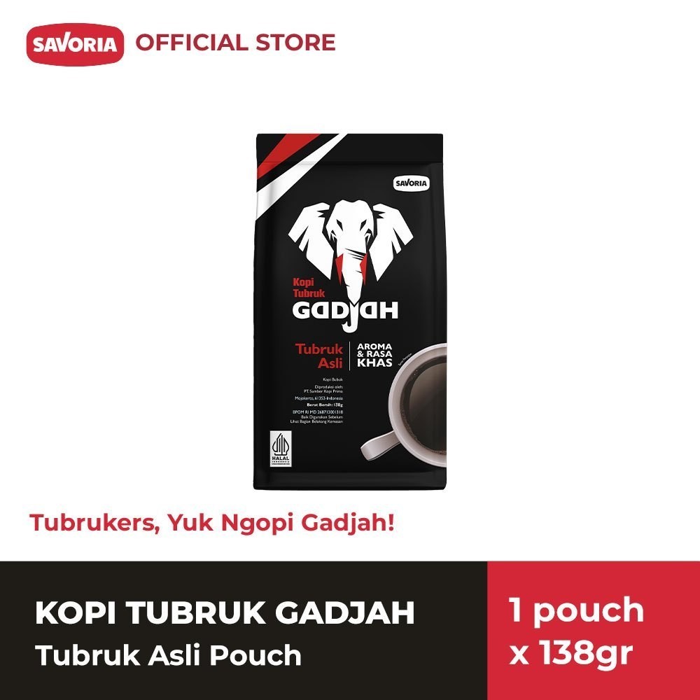 [PGO] Kopi Hitam tanpa Gula Tubruk Gadjah / Gajah Asli Pouch 138 gram