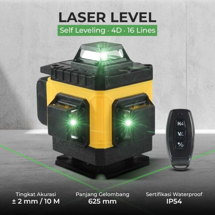 

Laser Level Self Leveling 4D 16 Lines Waterproof with Remote
