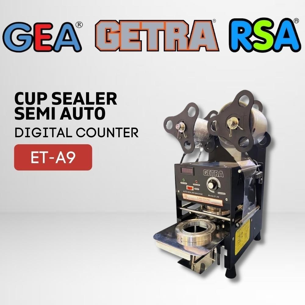 ET-A9 MESIN PRESS DIGITAL COUNTER SEMI OTOMATIS ET A9 CUP SEALER  ORIGINAL GETRA