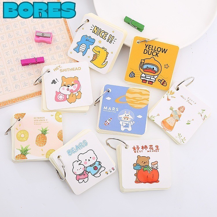 

BORES Notebook Ring Mini Isi 80 Lembar Buku Note Gantung Karakter Lucu Sticky Note Lucu Notepad Dengan Gantungan DIY Book 80Lembar Buku Catatan Memo Karakter