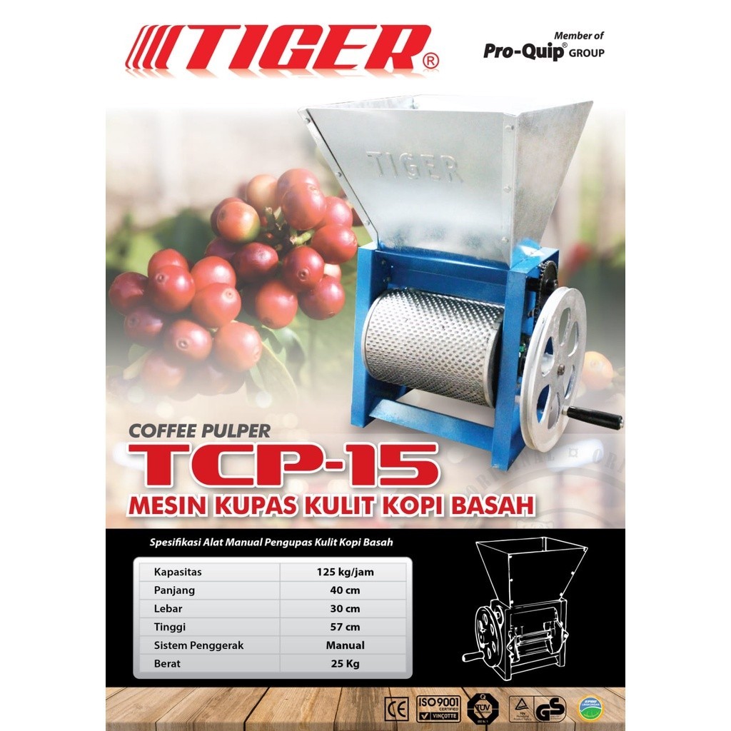 Mesin Pengupas Kulit Kopi Basah TIGER TCP15 / Mesin Kupas Giling Kulit Kopi - Coffe Pulper TCP 15 TIGER