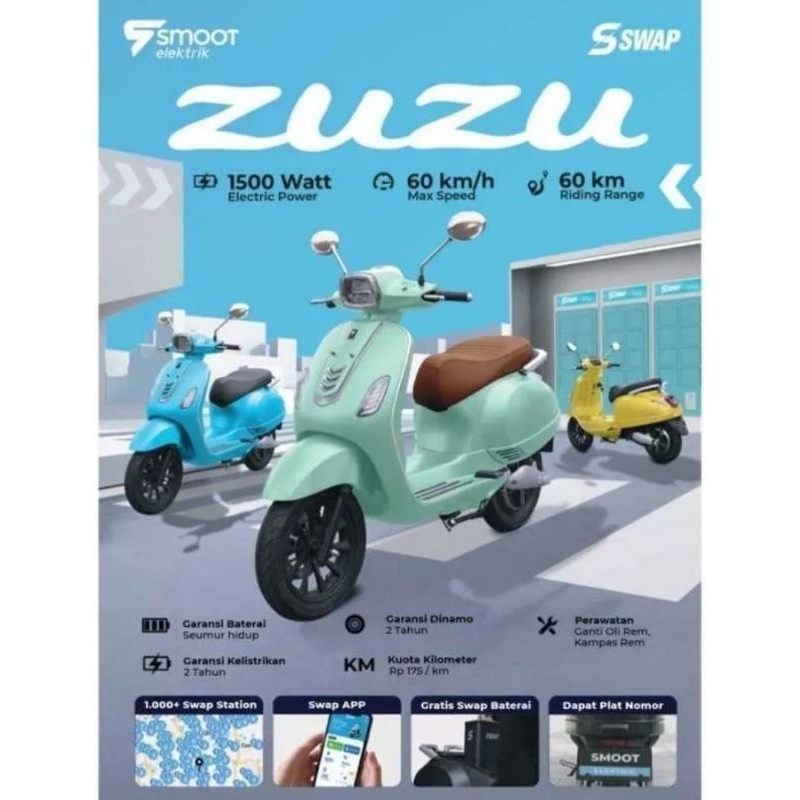 PROMO SPESIAL Sepeda Motor Listrik SMOOT Zuzu - Subsidi