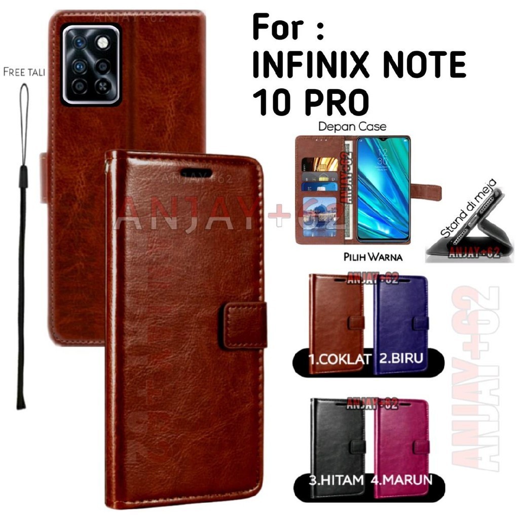 Flip cover case untuk INFINIX NOTE 10 PRO casing dompet kulit standing untuk smartphone
