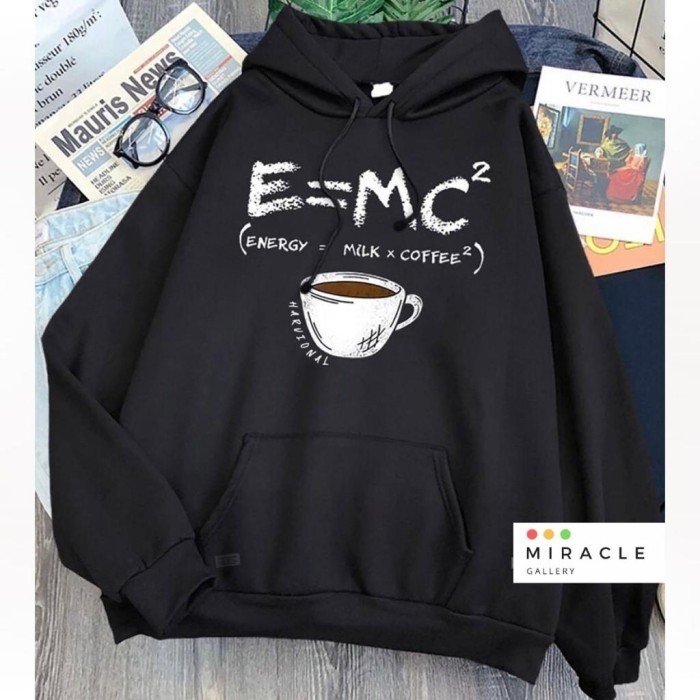 Sweater Hoodie Couple / pasangan EMC COUPLE Unisex-Fleece  - Hitam, S LD 100CM