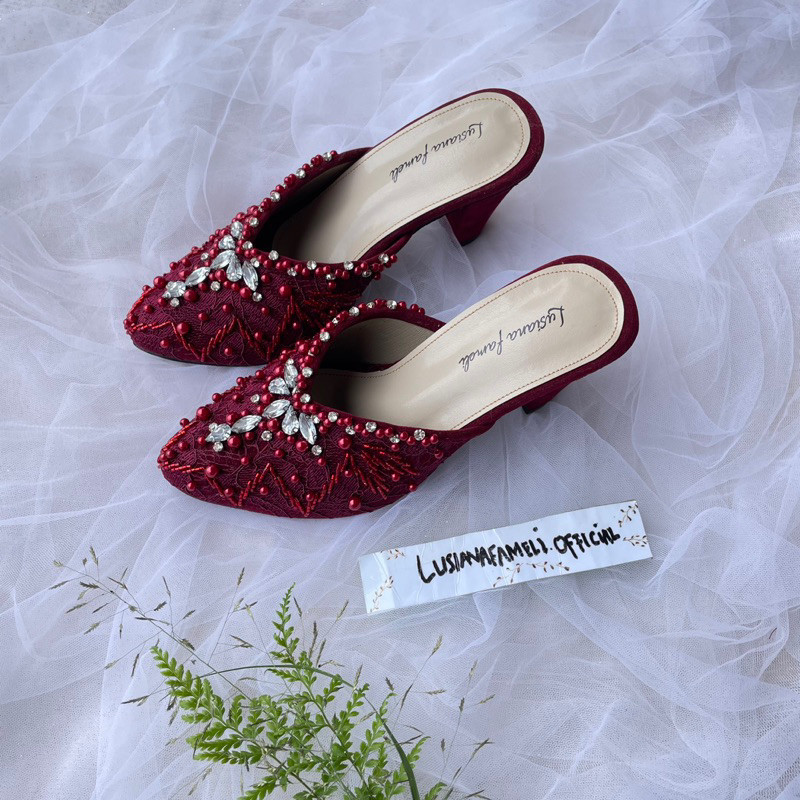 𝑳𝑼𝑺𝑰𝑨𝑵𝑨 𝑯𝑨𝒁𝑬𝑳 |  heels sepatu pengantin merah cabe sepatu custom wedding shoes Sandal Sepatu Hak pla