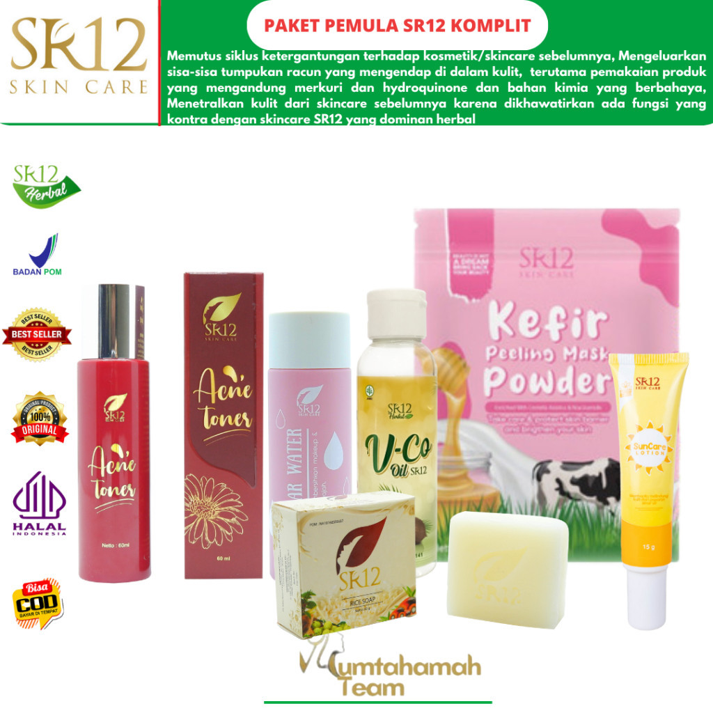 PAKET PEMULA SR12 KOMPLIT / PERAWATAN SKINCARE AMAN & ALAMI / PENETRAL KULIT / PAKET PERAWATAN WAJAH