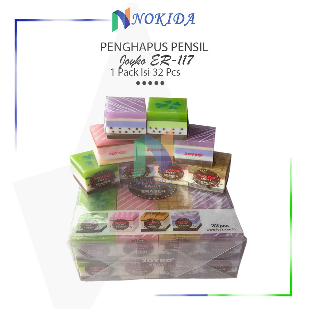 

Nokida Penghapus Pensil Joyko Motif Kue [ER-117/32 Pcs] / Alat Tulis Sekolah / Pemadam Pinsil Joyko Eraser Pencils 1 Pak / Stip Pingsil 1 Pack