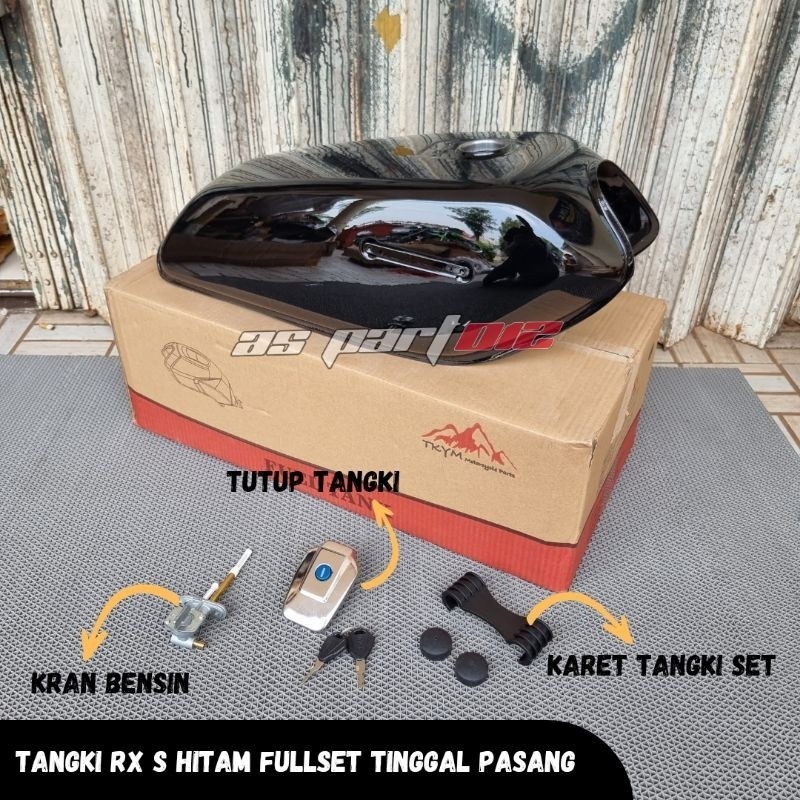 TANGKI RX S RX SPESIAL HITAM FULLSET TUTUP TANGKI KRAN BENSIN DAN KARET TANGKI SET,