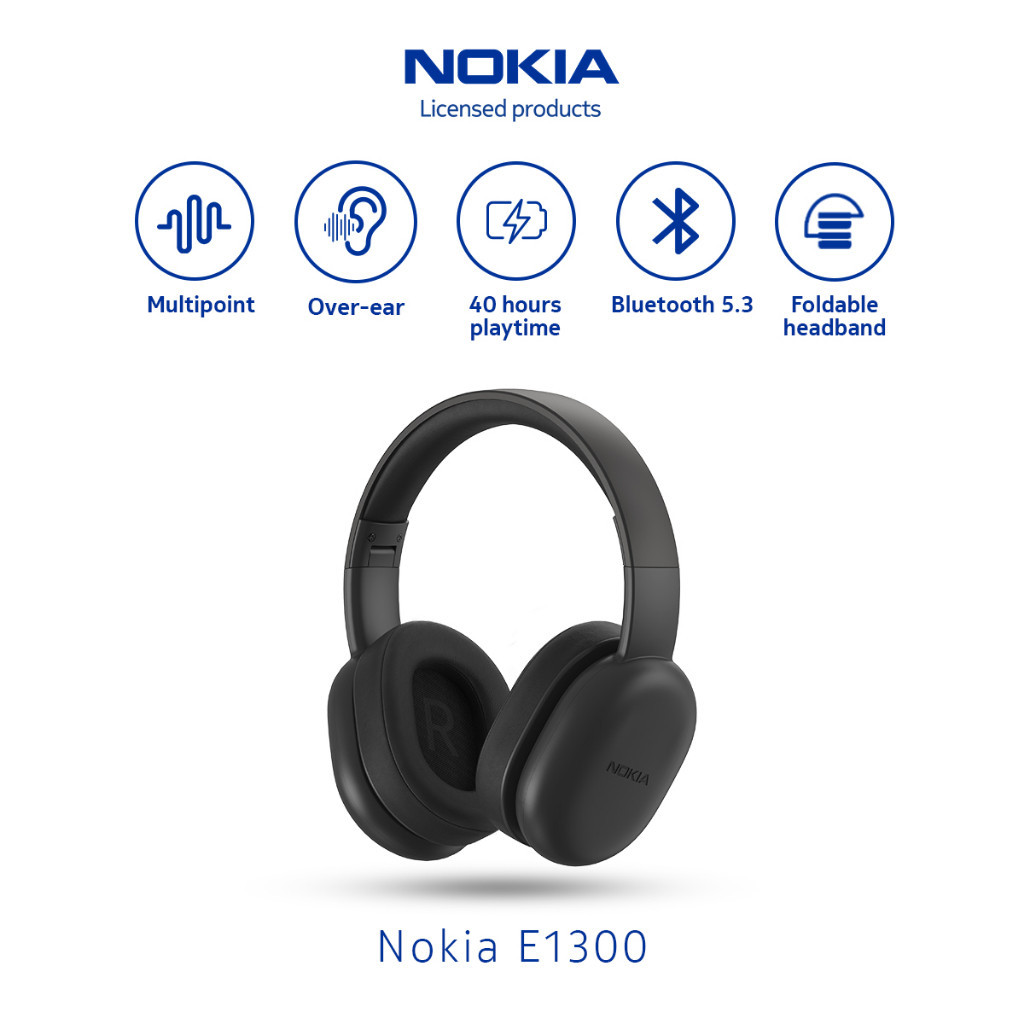 PRODUK TERBARU # Nokia Essential Wireless Headphones E1300 Bluetooth 5.3 - Black