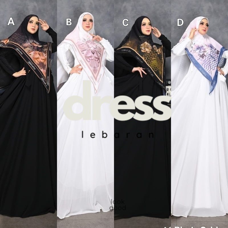 ALISYA SERIES By Humaira  SYARI Branded Ceruty Haji Umroh Polos READY DRESS LEBARAN