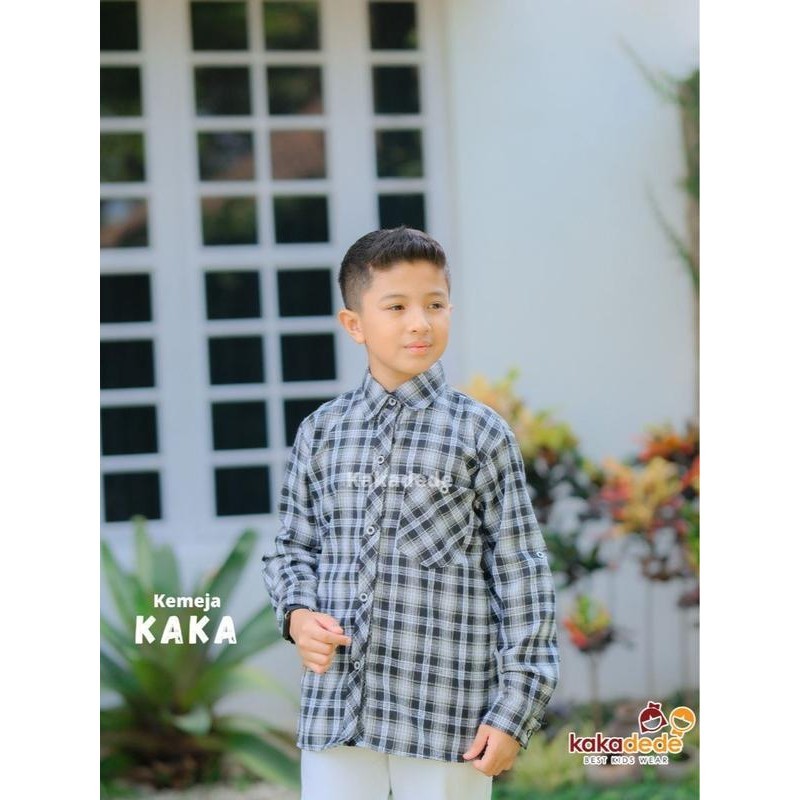 Kakadede Kemeja Anak Laki Laki Lengan Panjang Usia 6 7 8 9 10 11 12 13 14 Tahun Atasan Flanel
