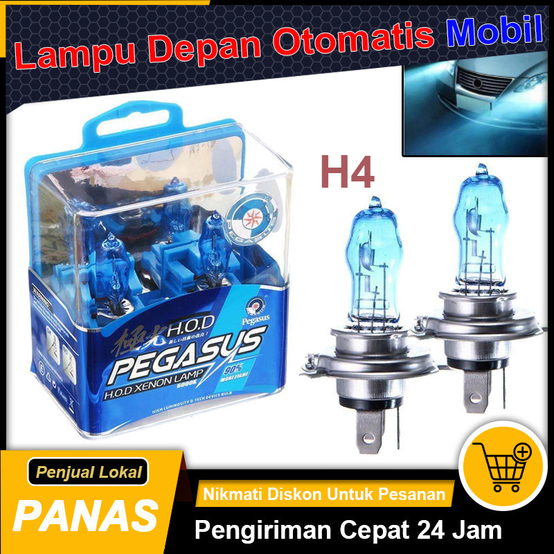 2pcs Lampu Depan Mobil Putih H4 100W Halogen Super Terang 6000K 3000LM