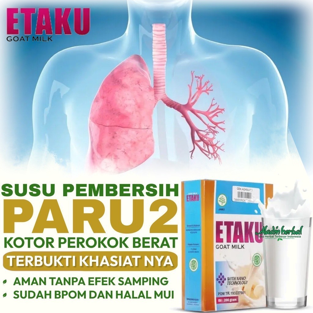 

Susu Pembersih Paru Paru Kotor Perokok, Asma, Sesak Napas, TBC, Pneumonia - Etaku Goat Milk ORIGINAL