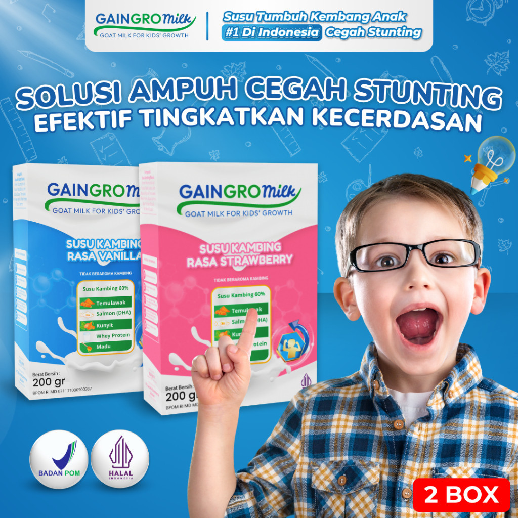 

SUSU KAMBING GAINGRO MILK VANILLA&STRAWBERRY (PAKET 2 BOX) Meningkatkan Kecerdasan GainGro Milk Shop