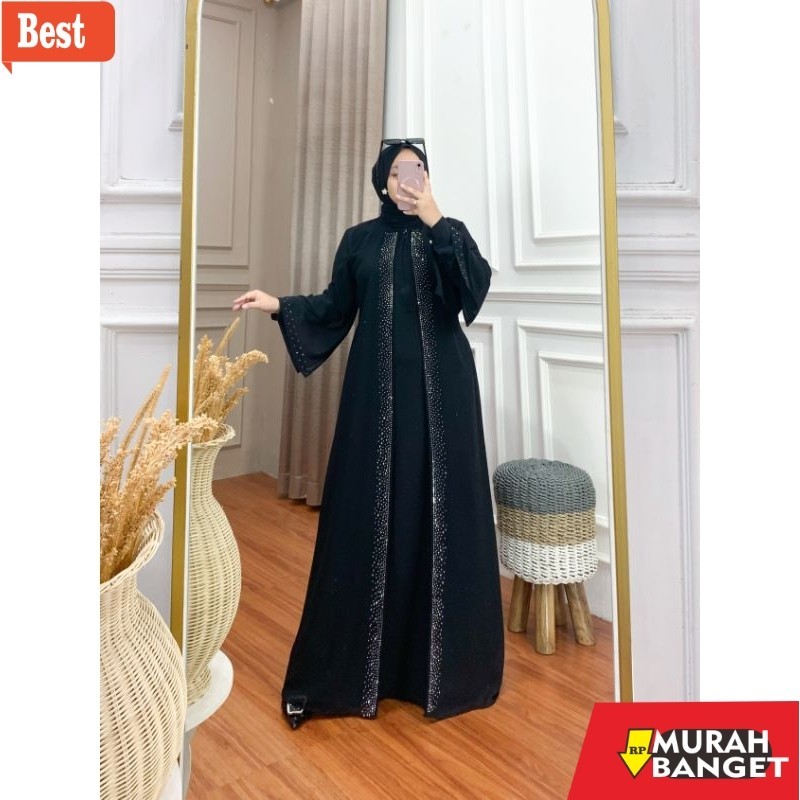 Abaya Turki Kekinian [Ready Stok] Abaya Dubai Black series Raisa bertabur Swarovski abaya muslim vir