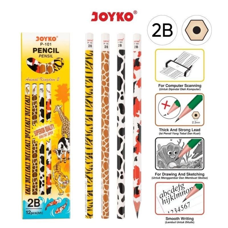 

TOSERBA - (ISI 12 PCS) JOYKO ANIMAL P-101 PENSIL ANAK SEKOLAH