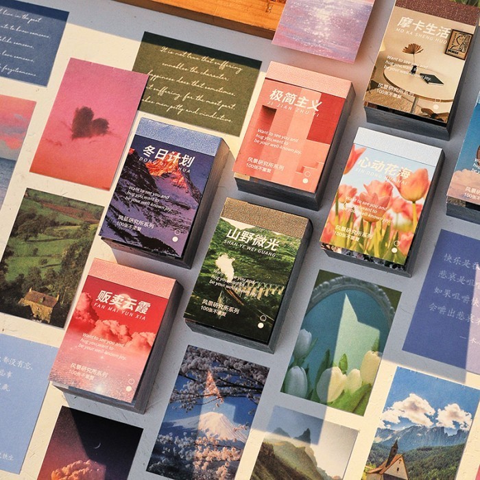 

Buku Sticker Scrapbook Paper Kertas Sticker Vintage Retro Washi SCENERY Isi 100 Lembar/ Buku