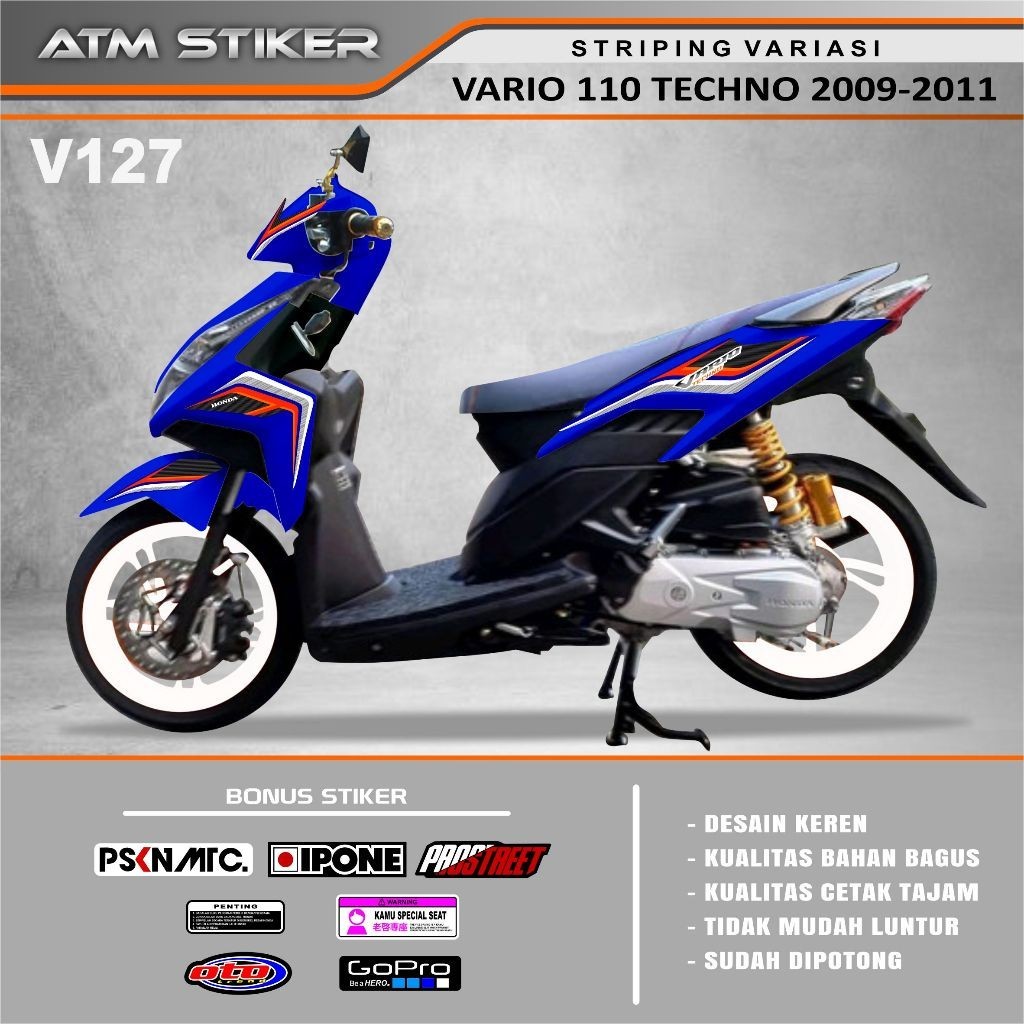 Stiker striping variasi honda vario 110 techno tahun 2009-2011