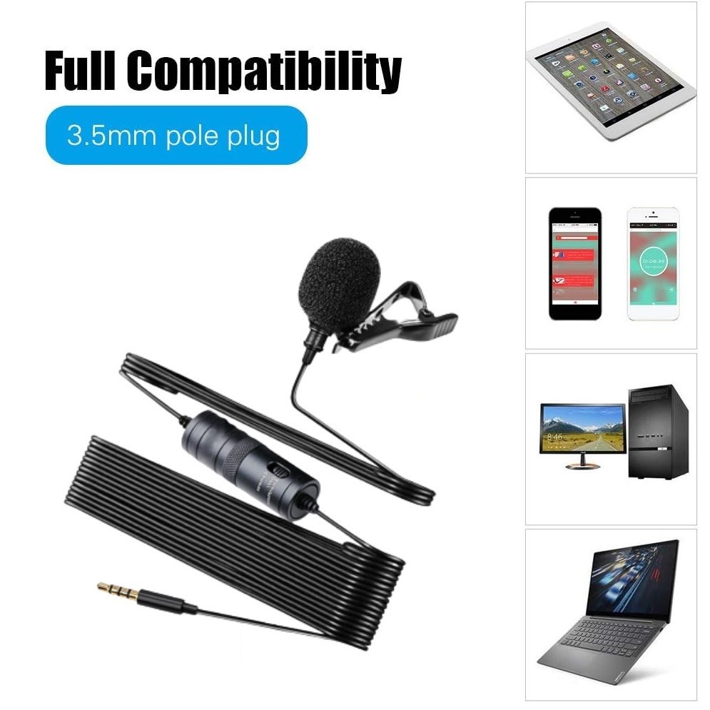 JAYETE Clip On Mic Wired Lavalier Vlogging Singing Plug 3.5mm - M1