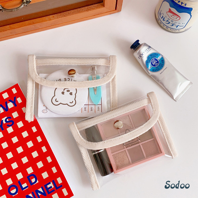 

Tas Penyimpanan Pengikat Sederhana Gaya Jepang Dompet Nol Dompet Transparan Tas Penyimpanan Portabel Mini - SO