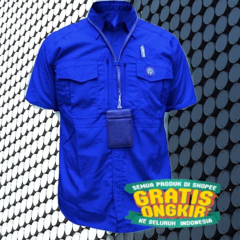 Kemeja Tactical M Tac lengan pendek lapangan pria/ jumbo big size besar