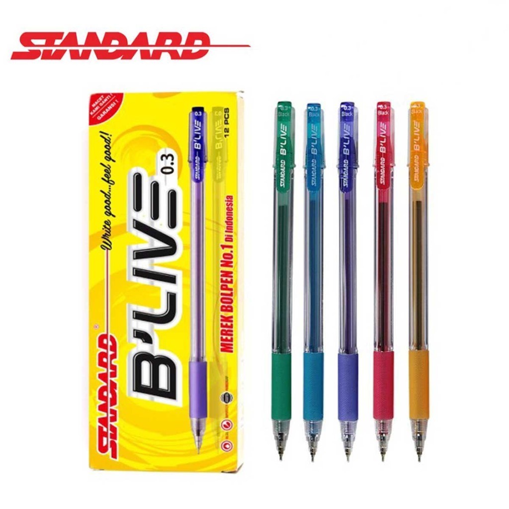 

Standard Pulpen B'live 1 Pak / Bolpen Pena Standar Alat Tulis Sekolah 1 Pack