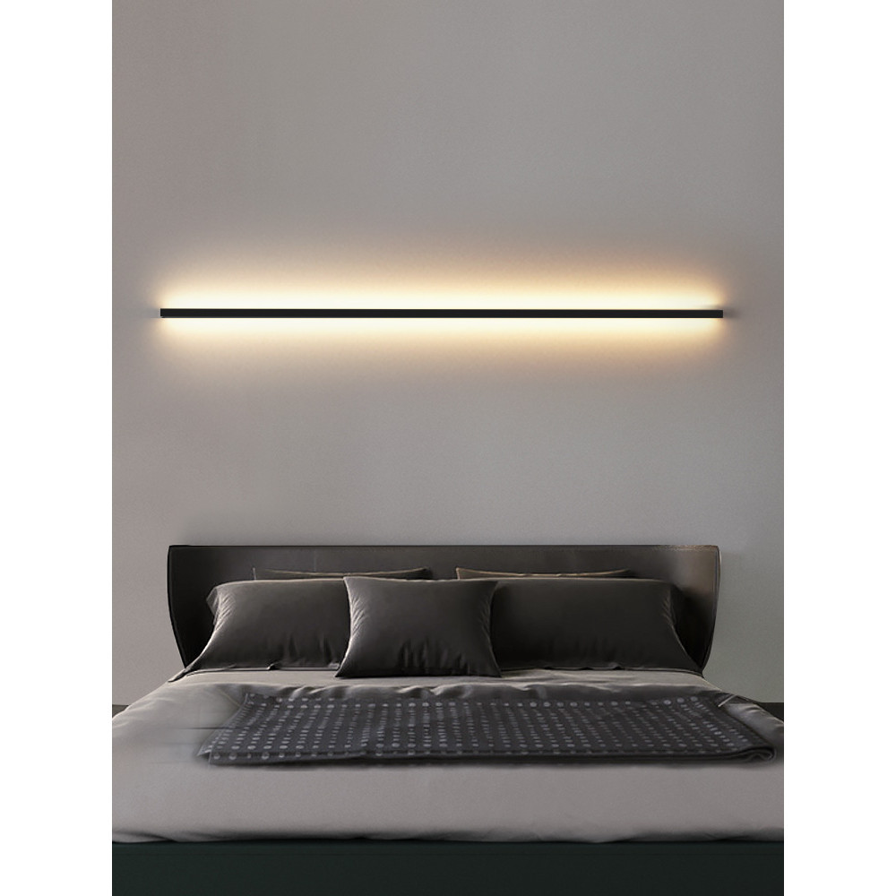 

Wall lamp bedroom bedside Lights nordic decorative luminaires line minimalist light long strip black background wall light Room
