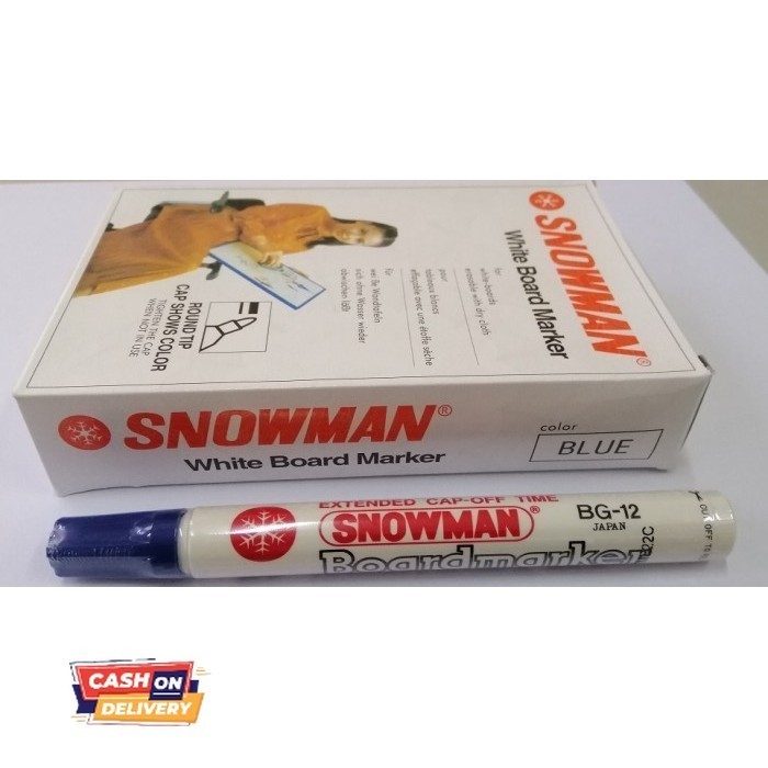 

✨LARIS✨ -Spidol Snowman BG-12 Whiteboard - 1 lusin - Hitam