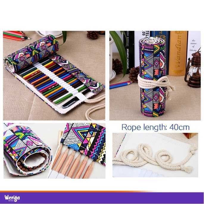 

MARCO Bohemian Tas Tempat Pensil Gulung Canvas 48 Slot 20.5x60cm - EN-71