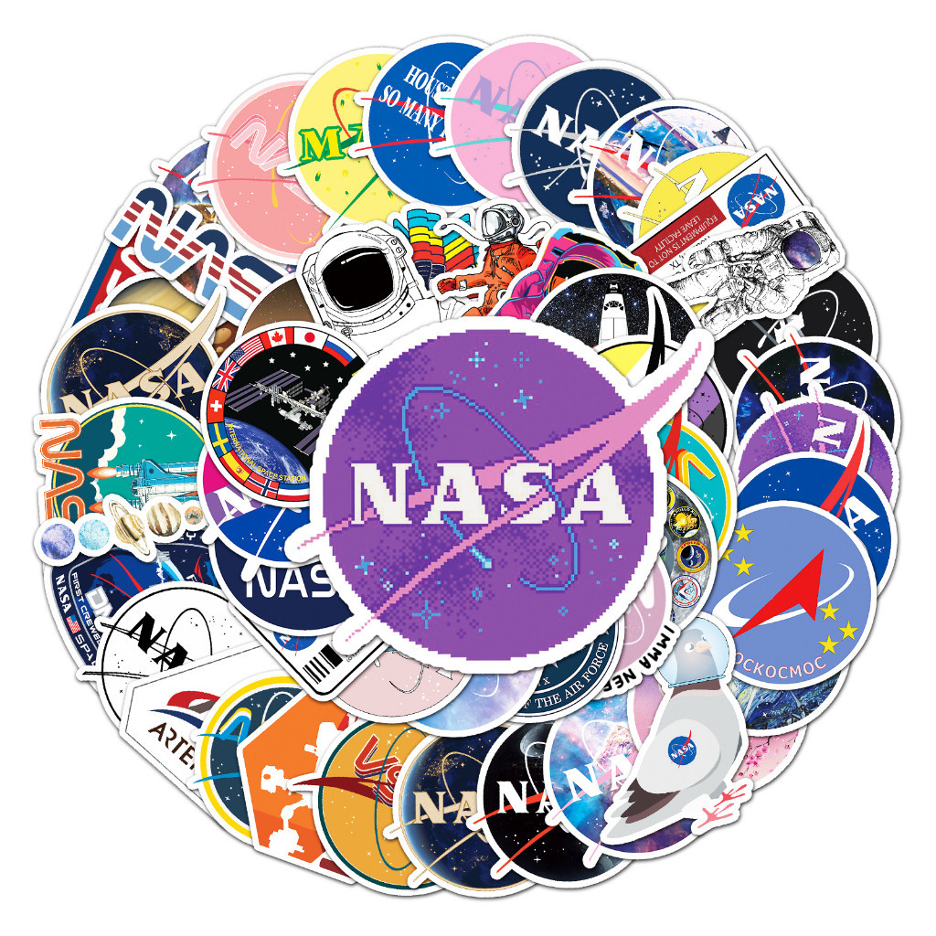 

Sticker Pack vinyl isi 50 pcs | anti air varian STICKER NASA | glossy matte | laptop helm tumbl koper Stiker
