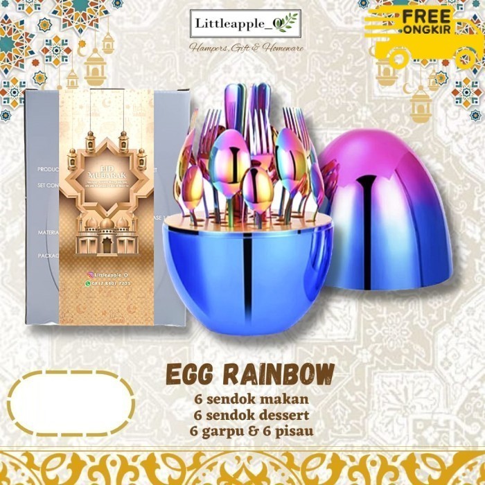 

✨LARIS✨ -[ HAMPERS LEBARAN ] Hampers Sendok Gold Set /Cutterly Sendok Gold/kado - Egg Rainbow