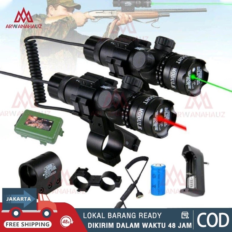 Laser Senapan Nyala Hijau dan Merah - Scope Siang Malam Fullset - Laser Scope Pointer Berburu LASER 