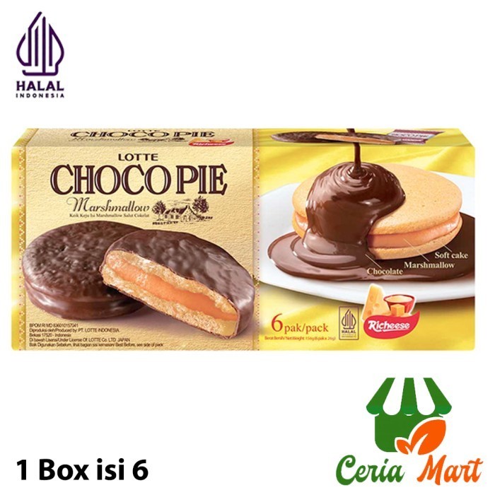 

Lotte Choco Pie Marshmallow Keju Richeese Box 6s Pai Krim Cheese Enak