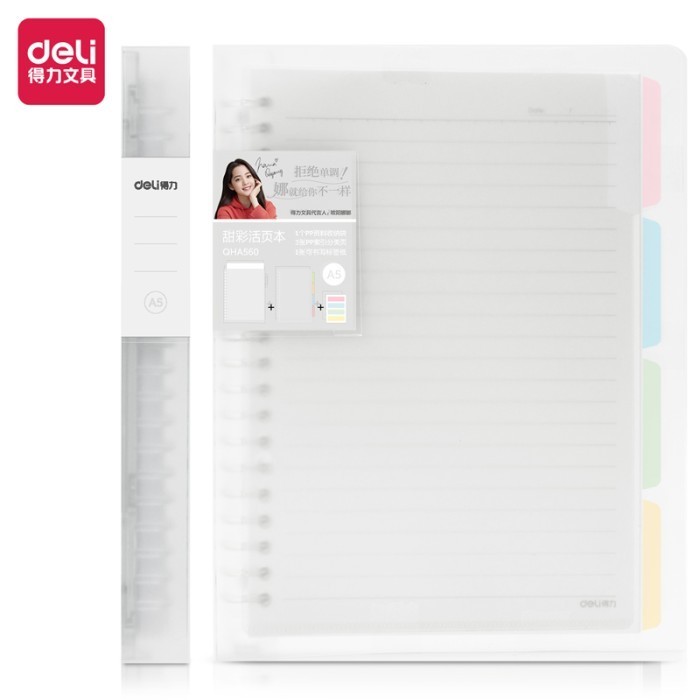 

[KUALITAS TETBAIK] Deli Loose Leaf / Binder Clip Notebook 60Lmbr A5/B5 Transparan QHX560 - A5