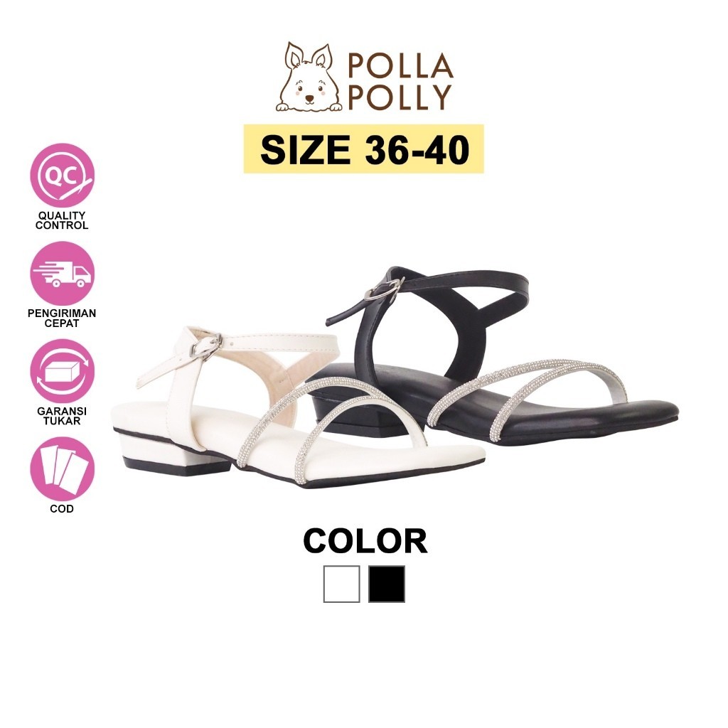 Polla Polly X WOO SEOK - Sandal Wanita 2 cm - Sandal Minimalis Model Korean Style (36-40)