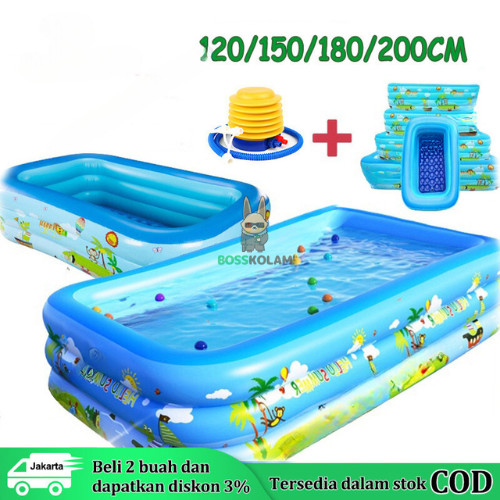Boss kolam renang anak jumbo 3 meter /kolam renang anak tiga cincin/Kolam Renang Keluarga Tiup Besar