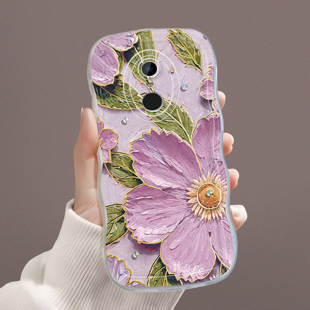 Casing Hp Untuk Xiaomi Redmi Note 4 4X Pro Phone Case Bergelombang Cover Purple Flowers Softcase Cas
